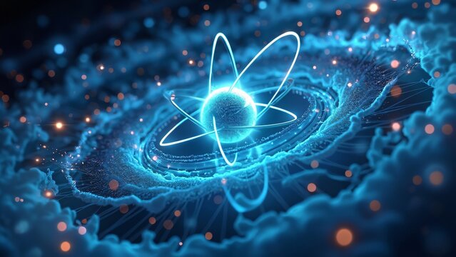 Abstract Atom Energy Quantum Physics Concept 3D Render