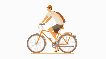 Fototapeta premium Casually dressed man or boy enjoying bike ride in urban setting