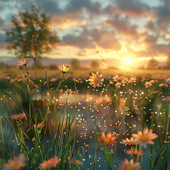 sunset in the field