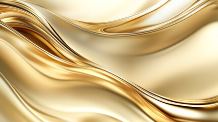 Golden metallic waves abstract background with flowing patterns