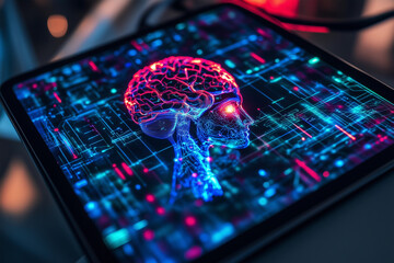 Digital brain visualization showcasing futuristic technology and neural connections
