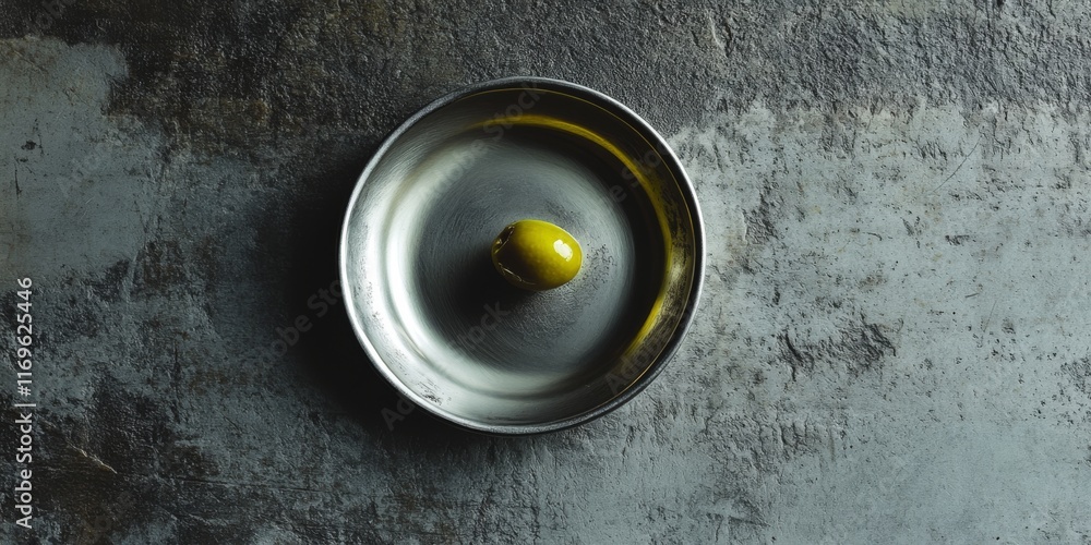 Poster a minimalist plate with a single lemon in the center displays a modern style. the image captures vib