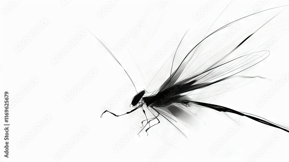 Aufkleber a monochromatic picture of an insect on a white canvas with another monochromatic image of the same 