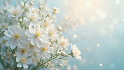 Beautiful White Flowers Bouquet Soft Light Background