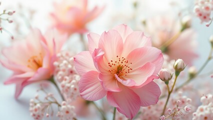 Delicate Pink Flowers Soft Bloom Closeup Macro Photography