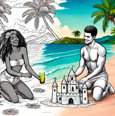 couple on vacation on the beach