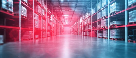 Fototapeta premium Optimizing warehouse inventory management with software solutions in a modern storage environment
