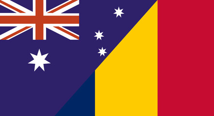 Flag of Australia and Chad. Two Flag Together. Diplomatic relations