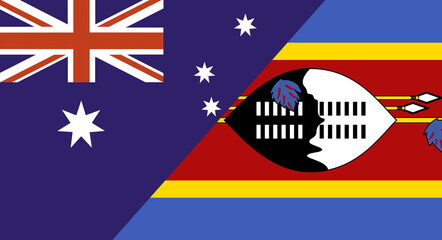Flag of Australia and Eswatini. Two Flag Together. Diplomatic relations