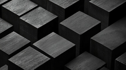 Geometric arrangement of dark cubes creating a modern abstract pattern