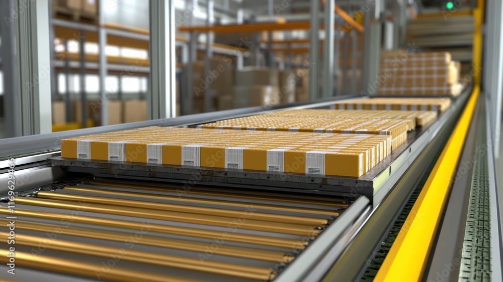 Aufkleber automated packaging system conveyor belt with boxes