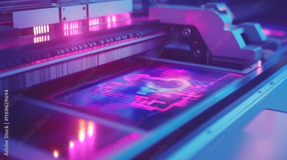 Poster futuristic technology printing a circuit board design