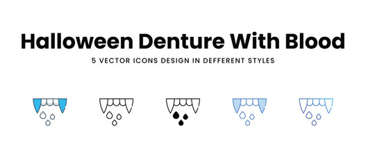 Halloween Denture With Blood icons different style vector stock illustration