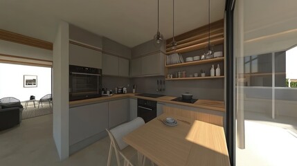 Modern Minimalist Kitchen Design With Wooden Accents