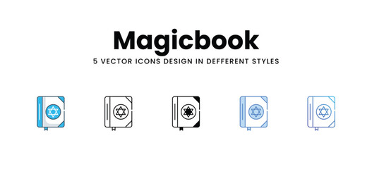 Magicbook icons different style vector stock illustration