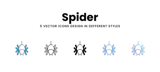 Spider icons different style vector stock illustration