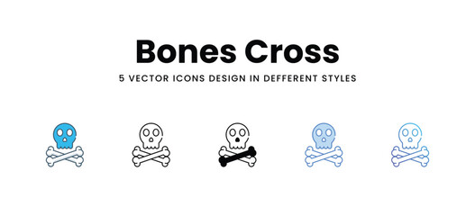 Bones Cross icons different style vector stock illustration