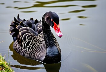 Fototapeta premium black swan on the lake