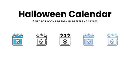 Halloween Calendar icons different style vector stock illustration