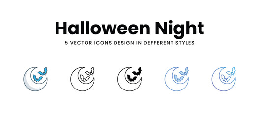 Halloween Night icons different style vector stock illustration