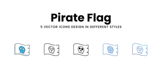 Pirate Flag icons different style vector stock illustration