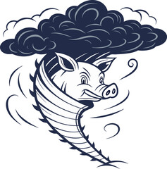 A twister and pig head design vector illustration.