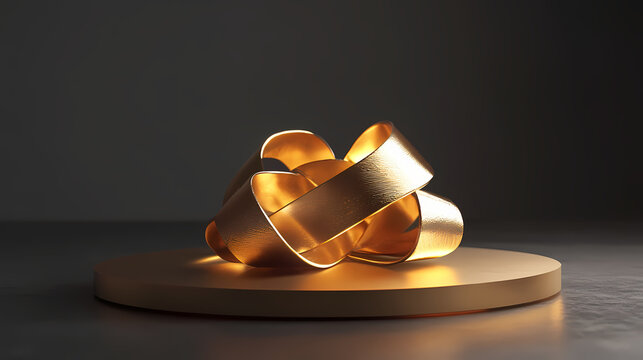 Regalo render 3d brillante - cinta regalo obsequio modelado dorado oro - notificacion telefono pantalla. Moonveil. Illustration