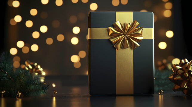 Regalo render 3d brillante - cinta regalo obsequio modelado dorado oro - notificacion telefono pantalla. Moonveil. Illustration