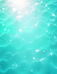 Shimmering water surface with soft light reflections, turquoise background, copy space