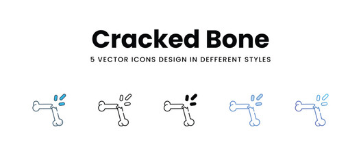 Cracked Bone icons different style vector stock illustration