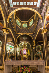 Altar with the image of the Virgin inside the Basilica of Our Lady of the Angels in Cartago, Costa Rica
