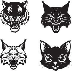 A vector illustration of an angry bobcat head in silhouette