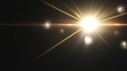 Bright Golden Light Rays Burst Across Dark Background
