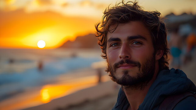 Photo of a person at sunset from a palya
