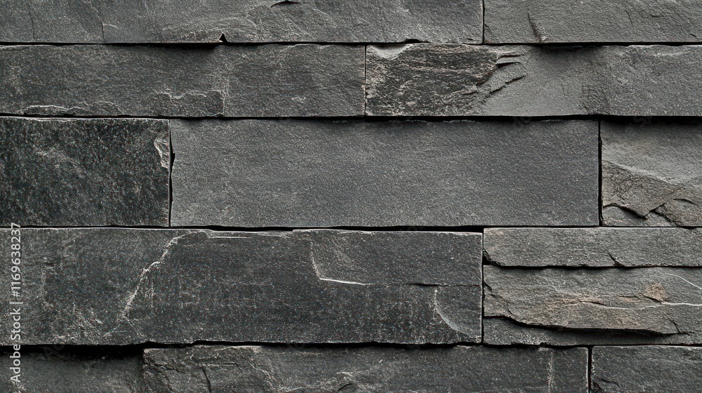 Poster dark gray stone wall rectangular blocks texture