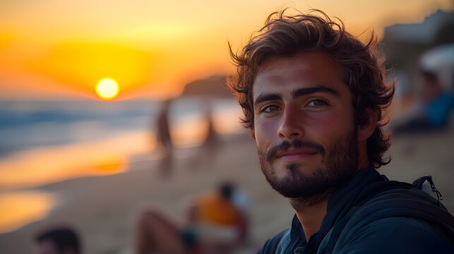 Photo of a person at sunset from a palya