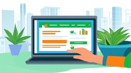 Online Data Analysis Shows Business Growth In Cityscape