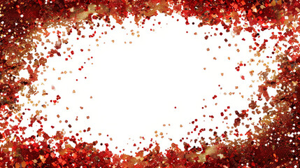 red gold glitter border frame isolated on white or transparent png 
