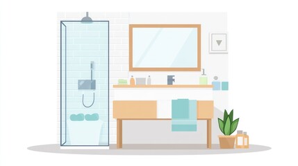 Modern Minimalist Bathroom Design With Shower And Sink