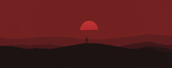 Obraz premium Bold Minimalist Crimson Desktop Wallpaper