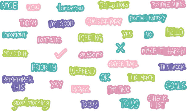 Vector set of planner stickers for organizer, diary and notebook