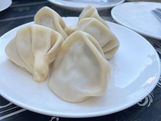 Traditional georgian khinkali in one of Tbilisi restaurants
