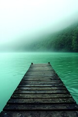 Misty Lake Pier: A Tranquil Escape