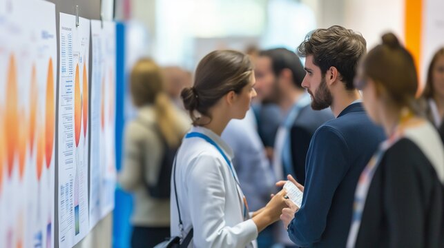 bustling poster session at a medical conference