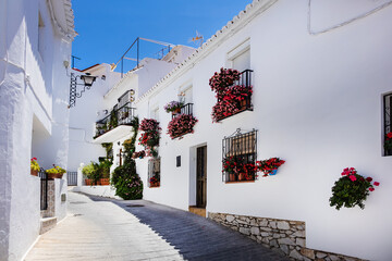 Unique white painted village of Mijas (not far from Malaga) - Spanish hill town overlooking the...