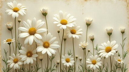 Elegant White Daisies Floral Arrangement Botanical Print