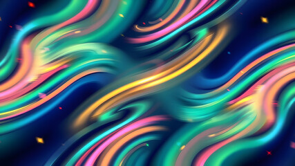 Abstract wavy psychedelic wave background wallpaper banner hd iridescent fluid art marbling paint texture colorful marble bright futuristic foil style pink cover holographic blue red rainbow colors