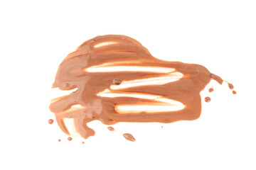 Melted chocolate ice cream isolated, real melting cocoa icecream drops, chocolate ice stain