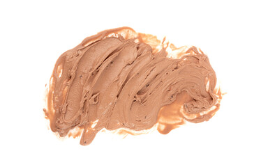 Melted chocolate ice cream isolated, real melting cocoa icecream drops, chocolate ice stain