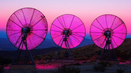 Vibrant Radar Communication Systems in Desert Landscape